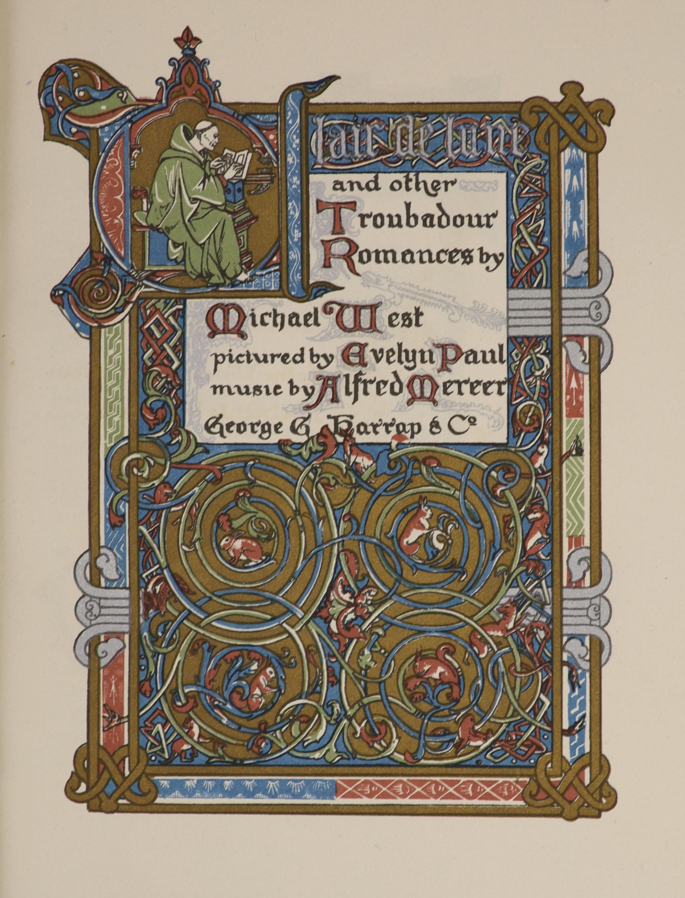 Coleridge, Samuel Taylor - The Rime of the Ancient Mariner, one of 525, illustrated by Willy Pogany, folio, morocco gilt, with 20 tipped-in colour plates, George Harrap, London, 1910; West, Michael Philip - Claire de Lun